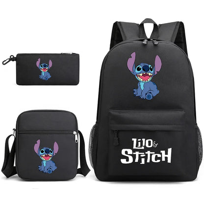 Disney Lilo Stitch 3Pcs/Set Bookbag Kids Backpack Boys Girls School bags Daily Backpacks Mochilas Shoulder Bag Set