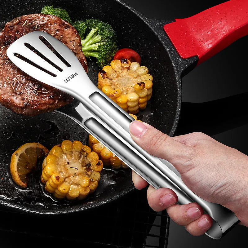 Stainless Steel Food Tongs Barbecue Tongs Meat Salad Steak Food Serving Clip Tweezers Long BBQ Cooking Tongs Kitchen Utensils