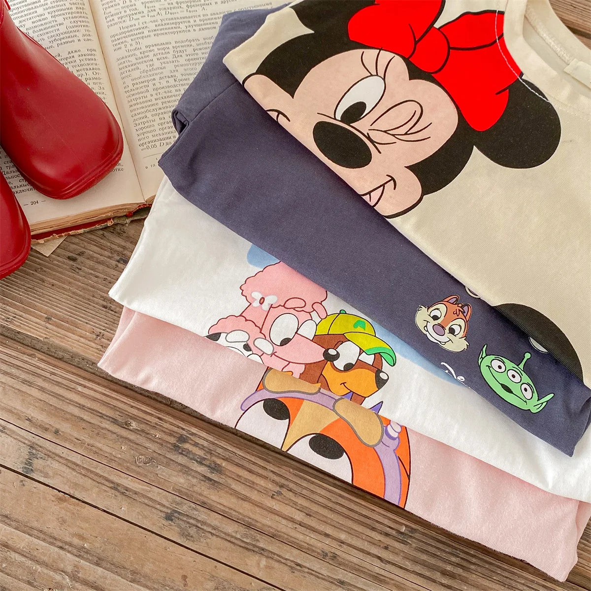 Trendy Brand Disney Children T-shirt Long-sleeved Tops Spring/autumn Clothing Kids Bottoming Shirt Cartoon Crewneck Girl Blouse