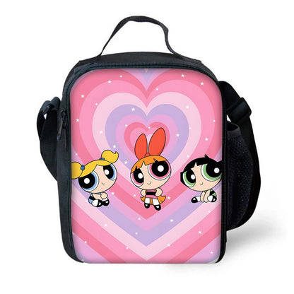 3 pcs set Cute Anime Powerpuffs Girlss Child School Backpack with Lunch Bags ,Pencil Bags ,School Bags for Boys Girls Best Gift