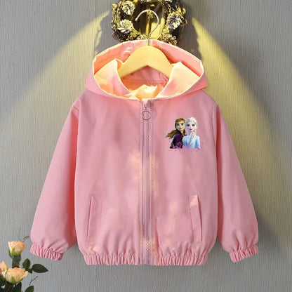 Baby Girls Spring Autumn Frozen Jacket Coats Clothes Little Girls Cartoon Elsa Anna With Hooded Collar Sweatshirt Kids Clothing