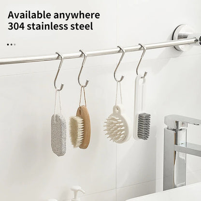 304 Stainless Steel Hook Free Punching Double  S-Shape Hook Kitchen Bathroom Cabinet Door Back Type Coat Towel Storage Hanger