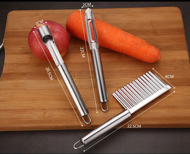 430 Stainless Steel Kitchen Tools Set Gadgets and Accessories Fruit Ball Carving Knife Fruit Peeler Ice Cream Spoon Potato Knife