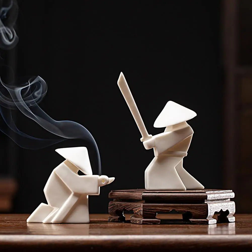 Incense Stick Burner Unique White-Porcelain Incense Stick Holder Chinese Ceramic Samurai Censer Holder Home Decor for Home