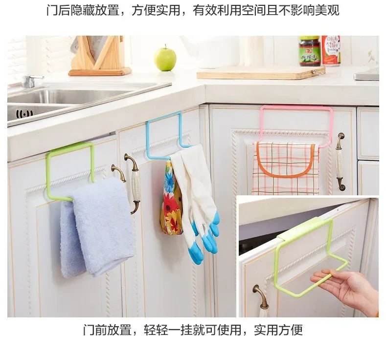 Towel Rack Hanging Holder Organizer Bathroom Kitchen Cabinet Cupboard Hanger Kitchen Bathroom Accessories Gadgets Cooking Tools