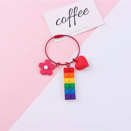 Bright Color Rainbow Building Brick Key Chain for Women and Men LGBT Gay Lesbian Punk Jewelry Accessories Pride Key Ring Gifts