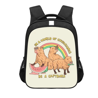 Kawaii Capybara Print Backpack Women Men Don't Worry Be Capy Children Student School Bags Laptop Kindergarten Rucksack Gift