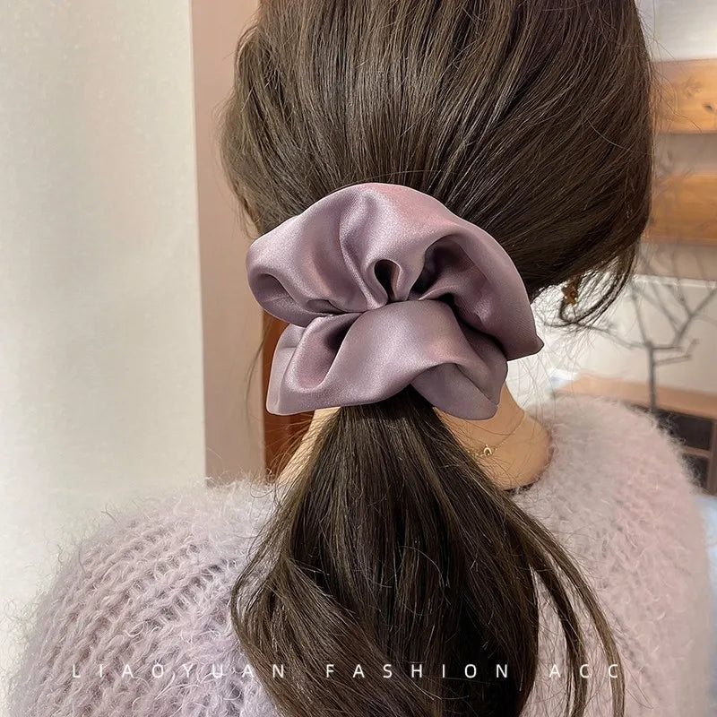 Korean Silk Oversized Scrunchie For Women Elastic Hair Bands Ponytail Holder Elegant Satin Ponytail Hair Rope Hair Tie Accessory