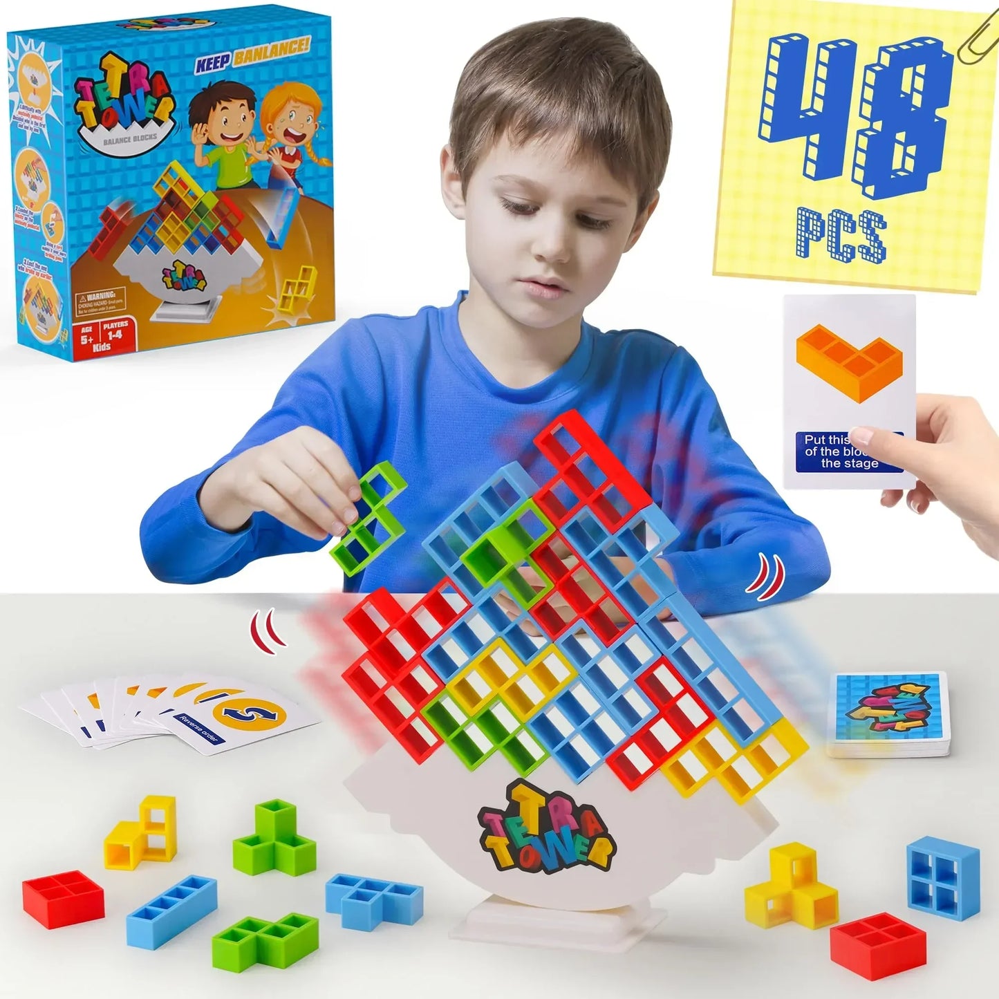 32PCS Tetra Tower Fun Balance Stacking Building Blocks Board Game for Kids Adults Friends Team Dorm Family Game Night and Partie