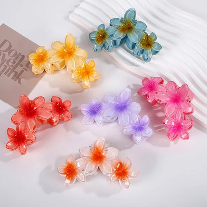 New Versatile Bright Oil French Retro Frangipani Hairpin Simple Fashionable Shark Clip Hair Accessories