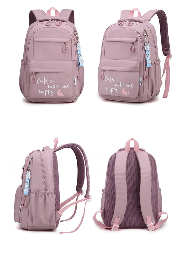 Fengdong Kawaii school Backpack for Girls cute School Bags Waterproof bookbag Teens College Student Large Travel Shoulder Bag