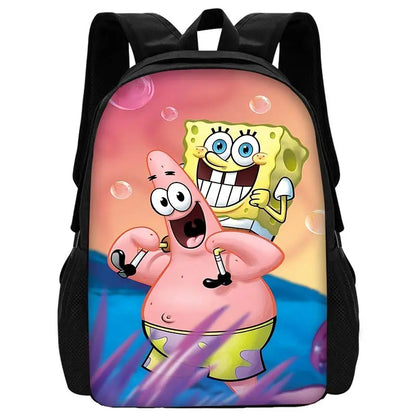 Cartoon Cute Child School Backpack with Lunch Bags ,Pencil Bags ,School Bags for S-spongebobS Boys Girls Best Gift