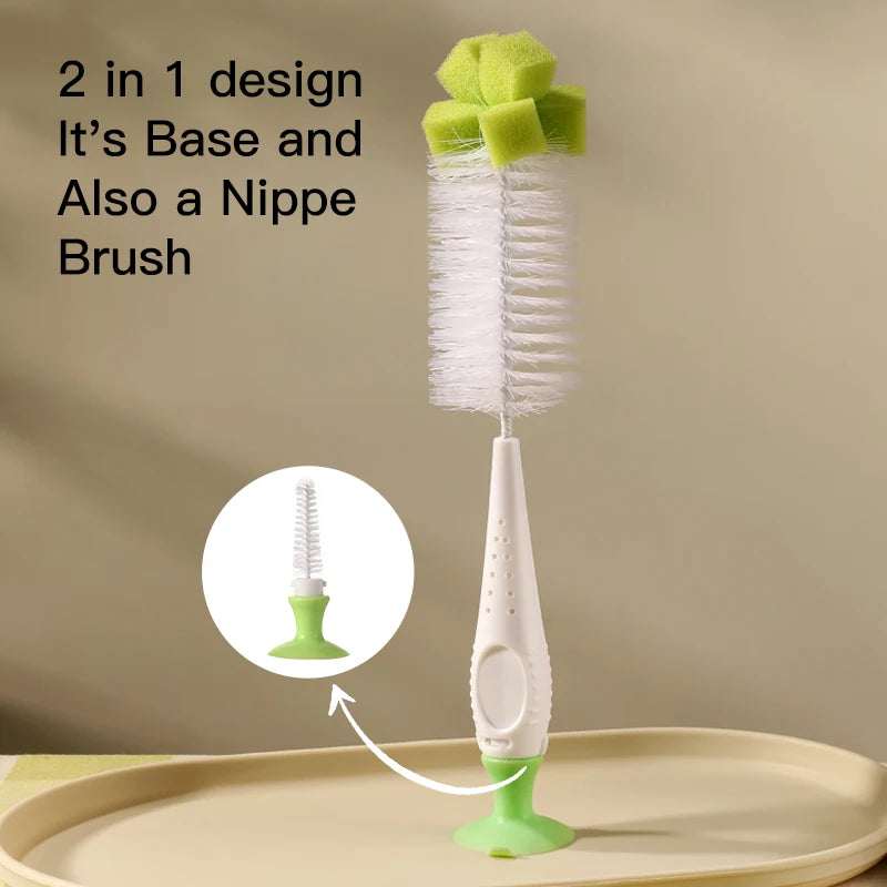 SAIDAH Simple Nylon Sponge Suction Feeding Bottle Nipple Pacifier Brush Set Water Sippy Vacuum Cup Cleaning（3 in 1）