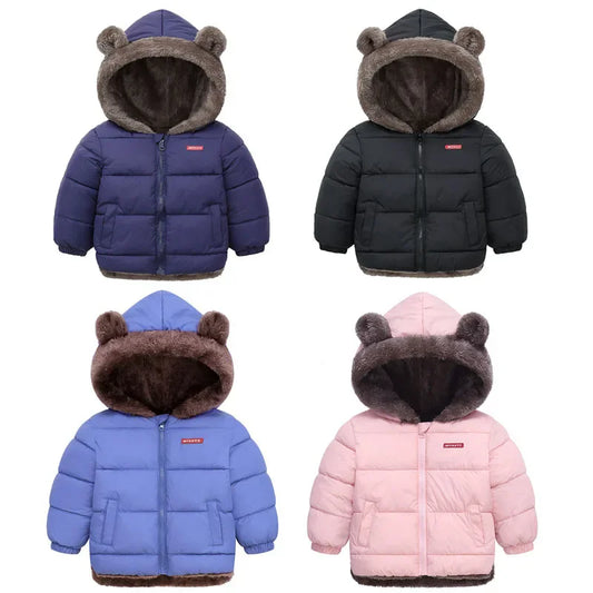 Kids Thick Warm Coats Winter Children's Fleece Hooded Jackets Autumn Cashmere Padded Snowsuit Boys Girls Cotton Outerwear 2-6Y