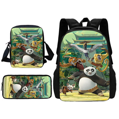 Cartoon Kung Fu Panda Child School Backpack With Shoulder Bag Pencil Bags School Bags for Boys Girls Best Gift