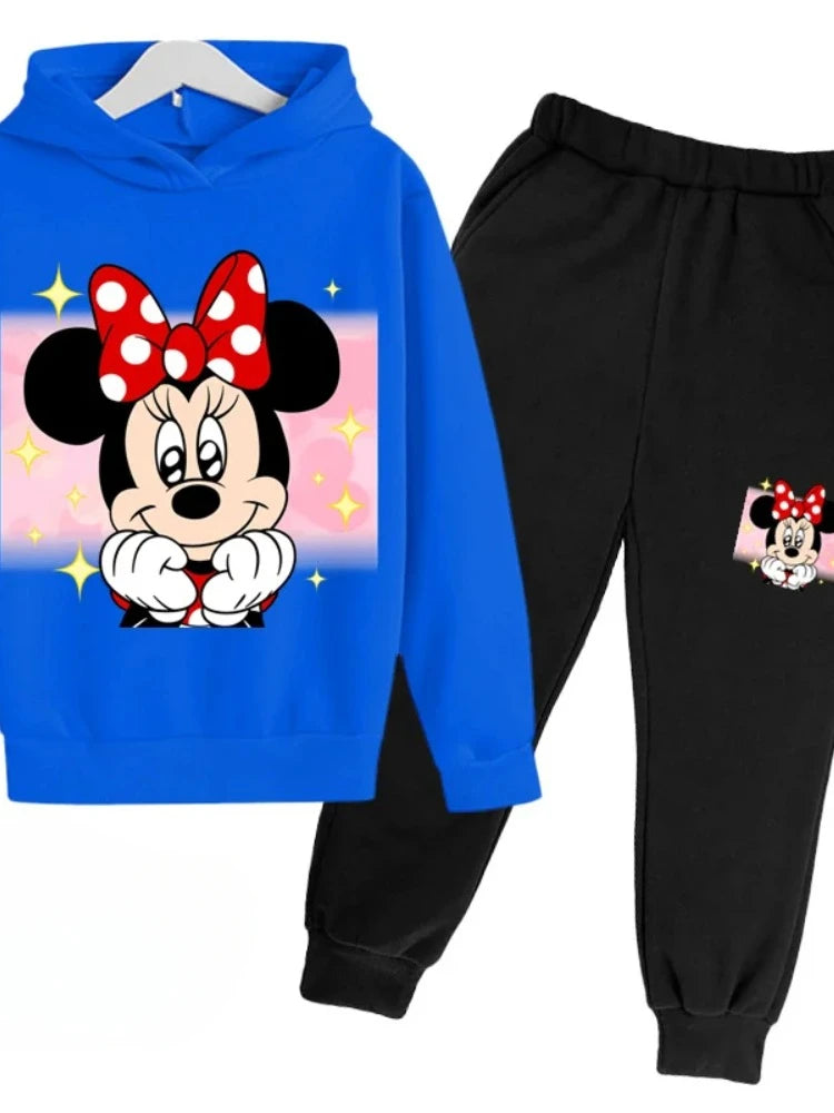 New Mickey and Minnie Cartoon Hoodie and Pants for Kids Long Sleeve Boys and Girls Spring and Autumn 2 Sets Kids Clothes Girls