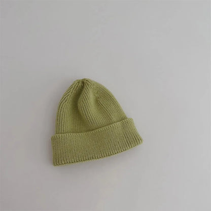 Autumn Winter Knitsuit Boy Girl Children Candy Color Solid Casual Knitted Hat Baby Warm Soft Cotton Cap Kid Fashion Kniting Caps