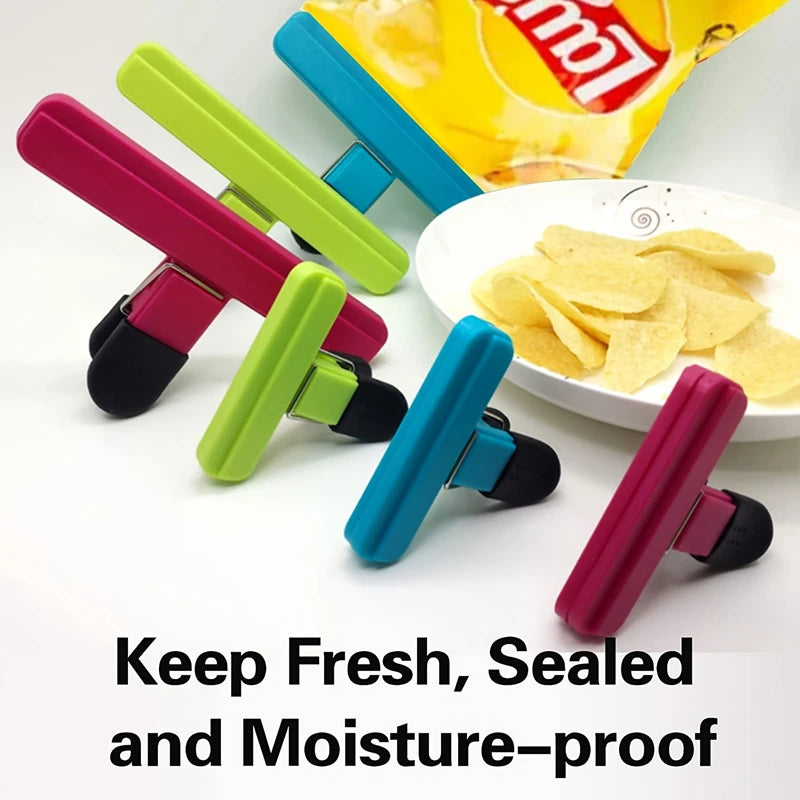 6Pcs Portable Large Chip Bag Clips Plastic Assorted Sizes Food Snack Seal Sealing Clip Sealer Clamp Kitchen Storage Accessories