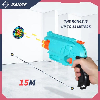 Kids 6-Shot Soft Bullet Gun with 20 Bullets Target Wristband Nerf Blaster Toy Gun Indoor Outdoor Shooting Dart Blaster Gift