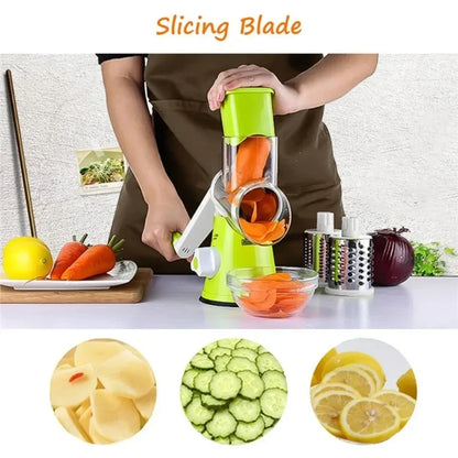 Manual Rotary Vegetable Slicer Fruit Cutter Round Mandoline Kitchen Vegetable Cheese Grater Chopper Manual Slicer