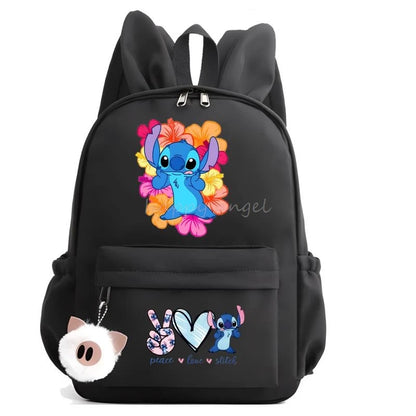 Hot Disney Lilo Stitch Backpack for Girls Boys Student Teenager Rucksack Women Casual School Bags Travel Rabbit Ears Mochila