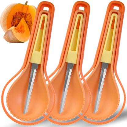 3 IN 1 Halloween Pumpkin Carver Fruit Vegetable Corer Separator Scraper Manual Food Cutter Spoon Multipurpose Kitchen Gadgets