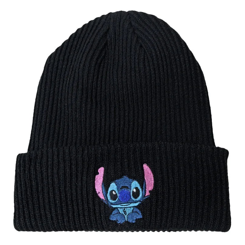 Disney Anime Stitch Knitted Hat Kawaii Lilo Stitch Embroidered Cute Warm Hat Cartoon Children Autumn Winter Hat Gifts