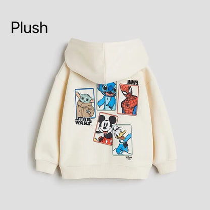 Casual Autumn Costume Boys And Girls Sports Outerweat Long Sleeve Plush Sweatshirt Coats New Minnie Donald Duck Print Hoodies