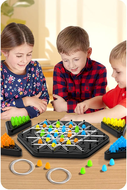 Chain Triangle Chess Game Triggle Rubber Band Game Educational Interactive Game Battle Set For Family Party Gift Box 30*27CM