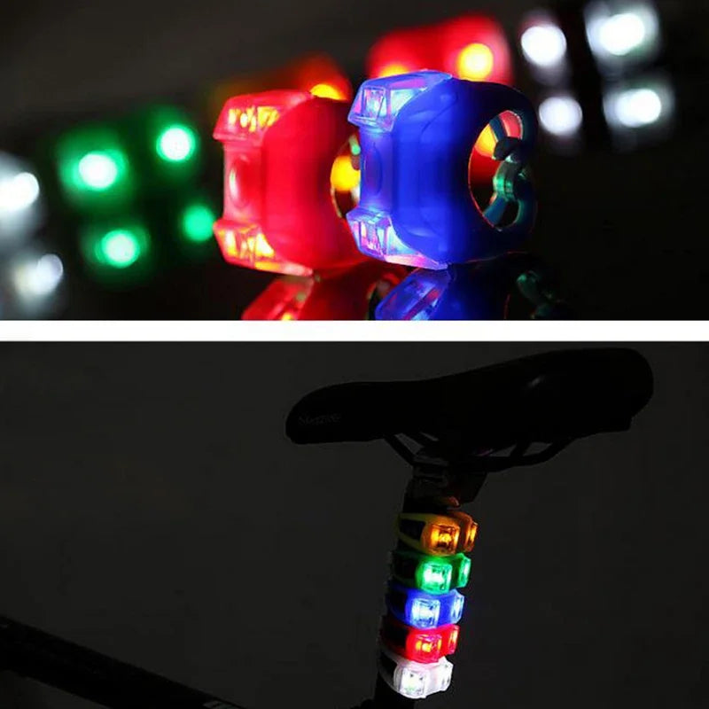 Bike Led Flash Lights Silicone Head Front Rear Wheel Waterproof Safety Lamp Green Taillights Ride on Toys Cycling Accessories