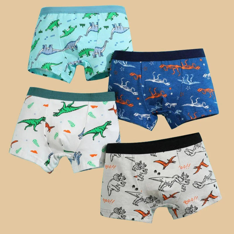 4pcs/Lot Boys Boxer Briefs Kids Cotton Underwear Baby Boy Underpants Teenager Cartoon Print Soft Children Panties 2-15Y 2024 New