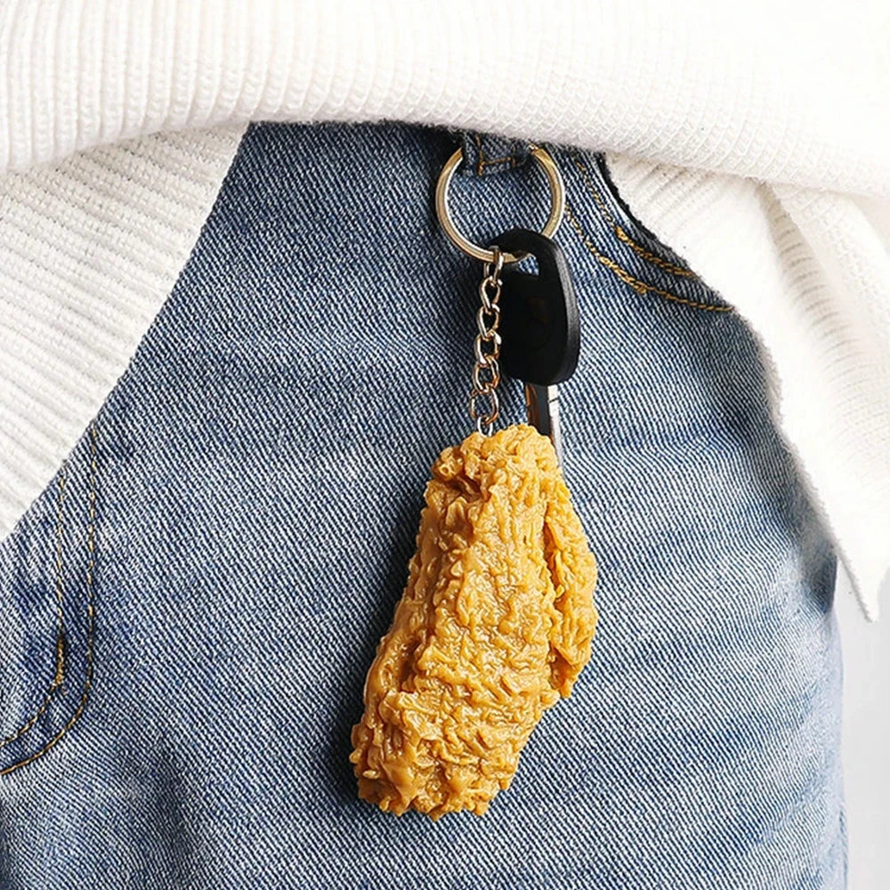 Funny Fried Chicken Leg Chicken Wing Keychain Creative Mini Simulation Food Pendant With Key Ring For Handbag Purse Accessories