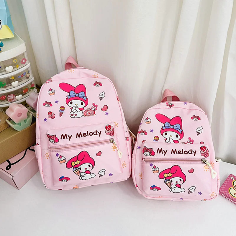 Sanrio Kuromi Hello Kitty My Melody Cinnamoroll Cartoon Backpack Cute Pompom Purin Pochacco School Bag For Adults Kids Sac A Dos