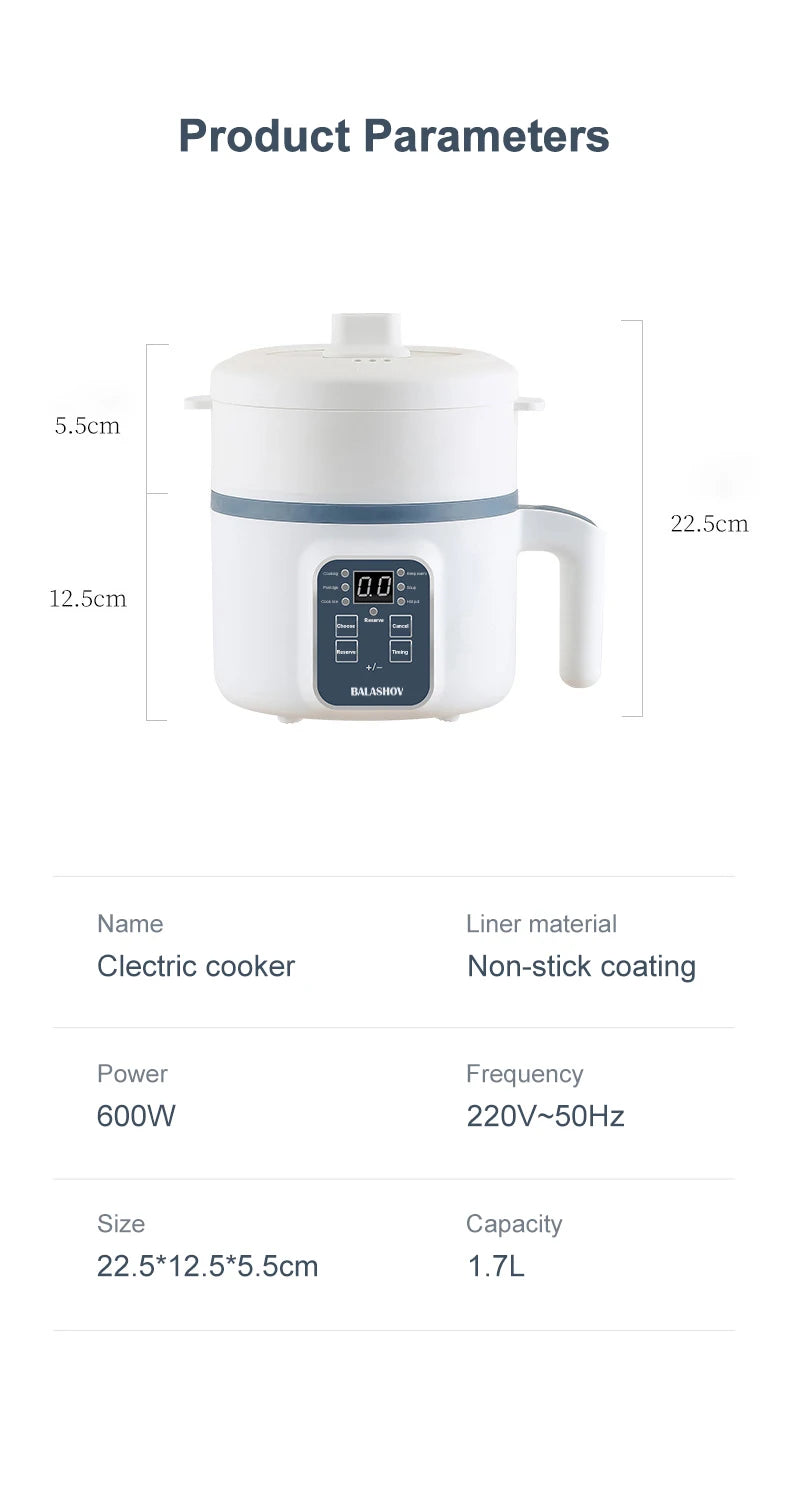 Mini Electric Rice Cooker Single Double Layer Intelligent Automatic Home Kitchen Cooker 1-2 People MultiCooker Steamed Rice Pot