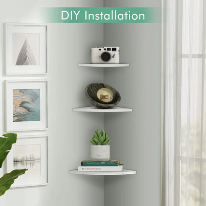 3Pcs Floating Corner Shelf Wall Mounted Storage Rack Bookshelves Home Furniture Office Decor