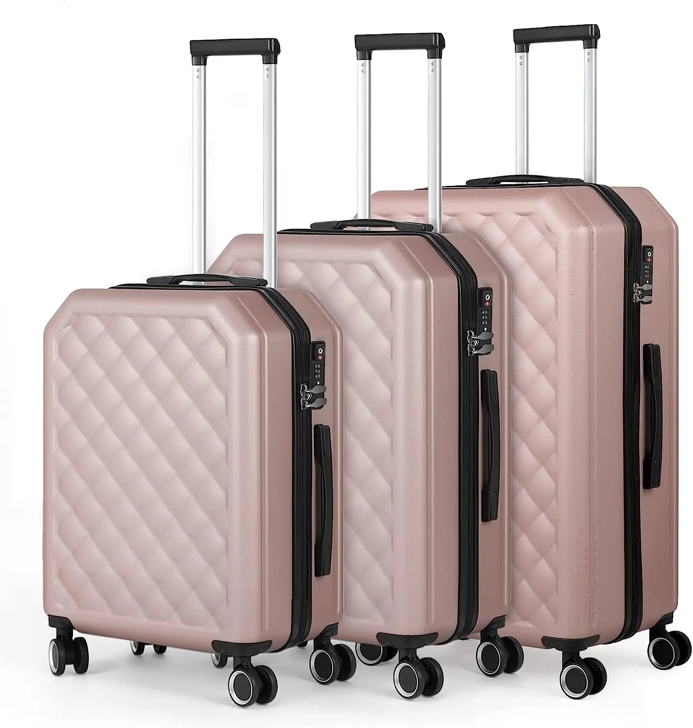 3 Pieces Luggage Set Softside Travel Suitcase with Spinner Wheels, 20+24+28in Lightweight Suitecase Set