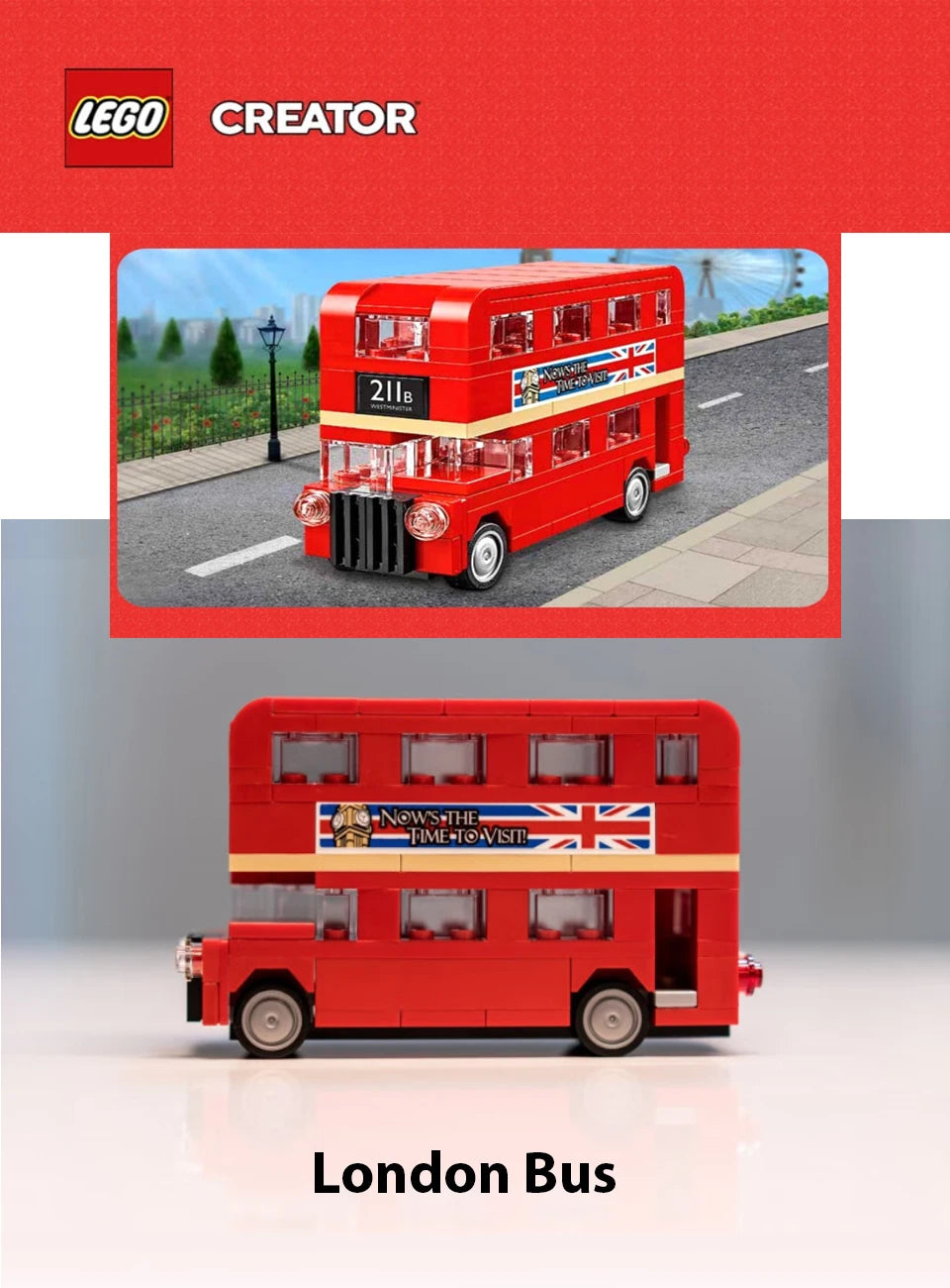 LEGO  40220  Creator Double Decker London BusBuilding Blocks Bricks Toy for Kids Children's Day Birthday Gift (118 Pieces)