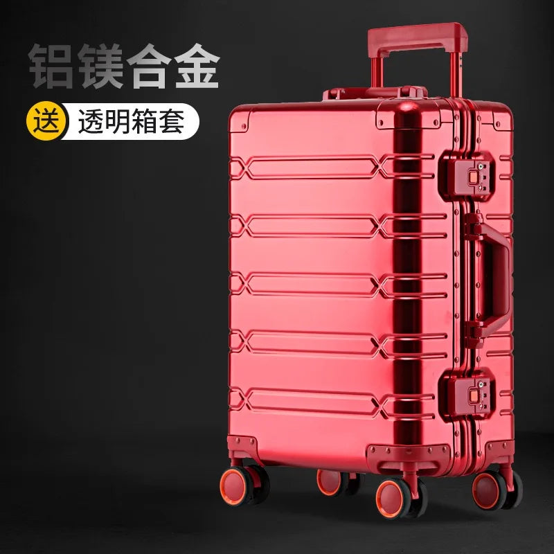 KLQDZMS High Quality 100% Aluminium Suitcases With Wheeled Trolleys Business Trip Large Capacity Rolling Luggage Travel Bag