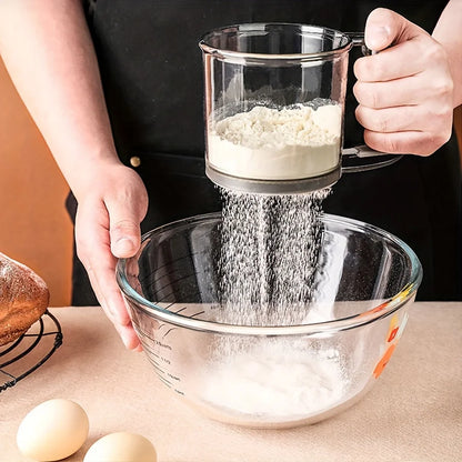 Semi-Automatic Flour Sifter With Hand Press Design Transparent Flour Sieve Non-stick Baking Tools Kitchen Gadgets Accessories