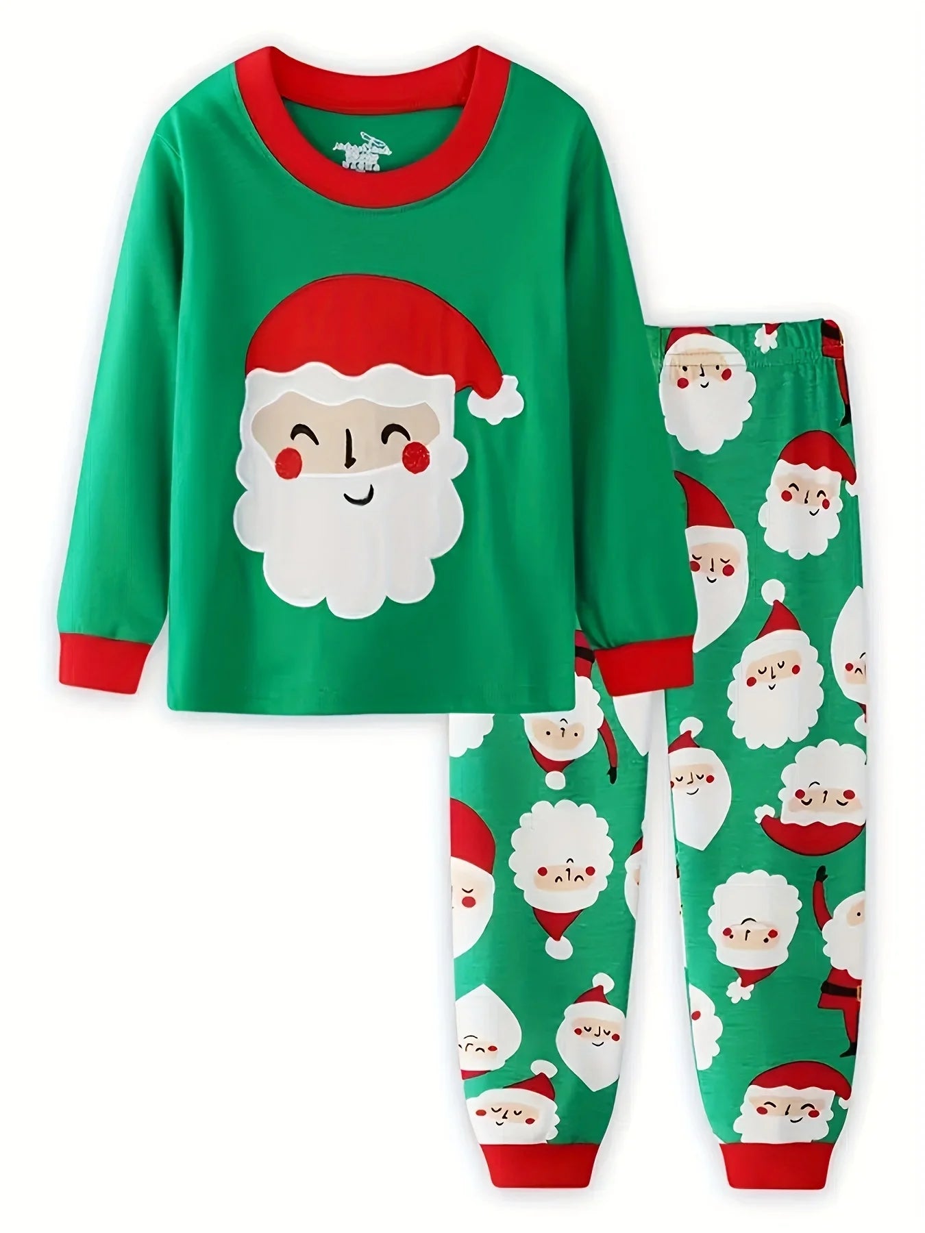 Kids Boys Pajamas Cartoon Christmas 2PCS Long Sleeved Autumn Winter Round Neck Long Sleeve Top & Pants Set