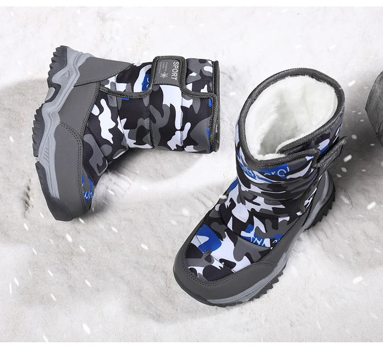 2024 Winter Children Shoes Plush Waterproof Fabric Non-Slip Girl Shoes Rubber Sole Snow Boots Fashion Warm Outdoor Boots