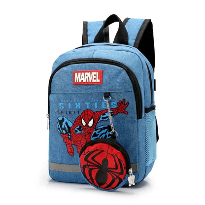 Disney Backpacks for Kids Preschool Child Captain America Spider Men Pattern School Bags Teenager Lightweight Cute Knapsack