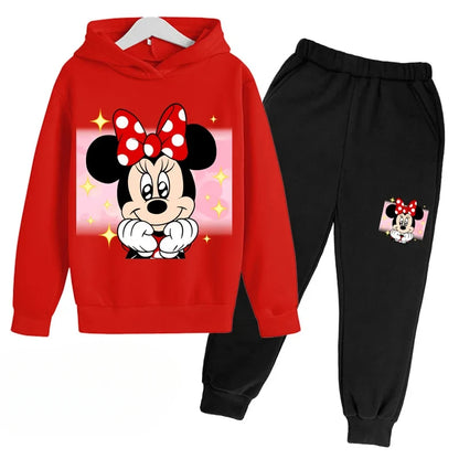 New Mickey and Minnie Cartoon Hoodie and Pants for Kids Long Sleeve Boys and Girls Spring and Autumn 2 Sets Kids Clothes Girls