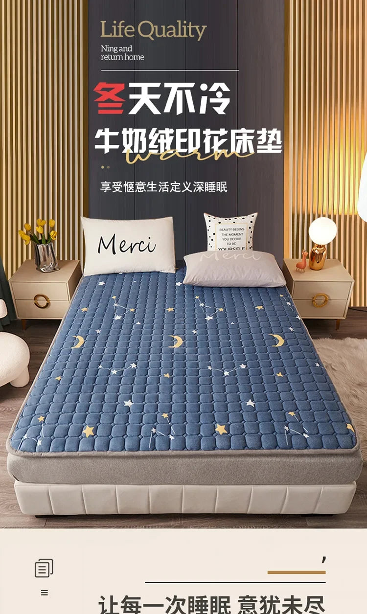 Winter Warm Mattress Toppers Home Textile Luxury Queen Size Bed Sheet Bed Cover Folding Thin Tatami Mat Mattress Protector Cover