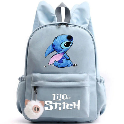 Disney Lilo Stitch Cute Backpack for Girl Boy Student Teenager Rucksack Women Casual School Bags Travel Rabbit Ears Mochila