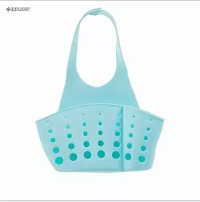 Kitchen Sink Drain Basket Faucet Hanging Bag Soap Sponge Holder Adjustable Silicone Drain Basket Kitchen Storage Accessories