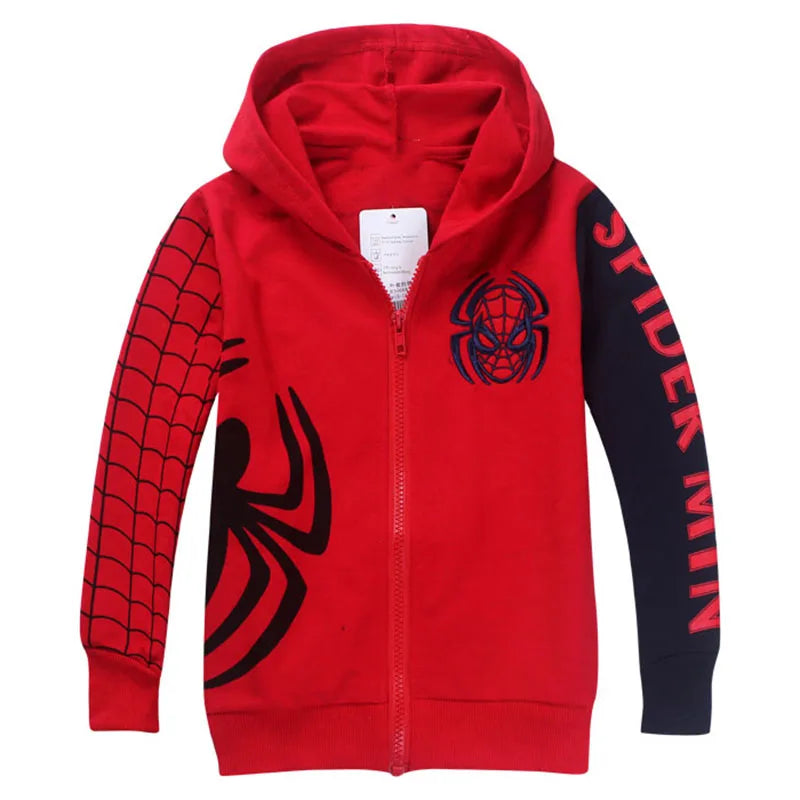 Boys Hoodies Sweatshirts Cartoon Spiderman Kids Outwear Zipper Hooded Clothes Fall 2024 New Spider man Children's Clothing