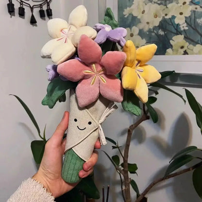 Holding Flowers Plush Toy Eternal Flowers Bouquets Toy Marriage Proposal Props Graduation Ceremony Valentine's Day Birthday gift