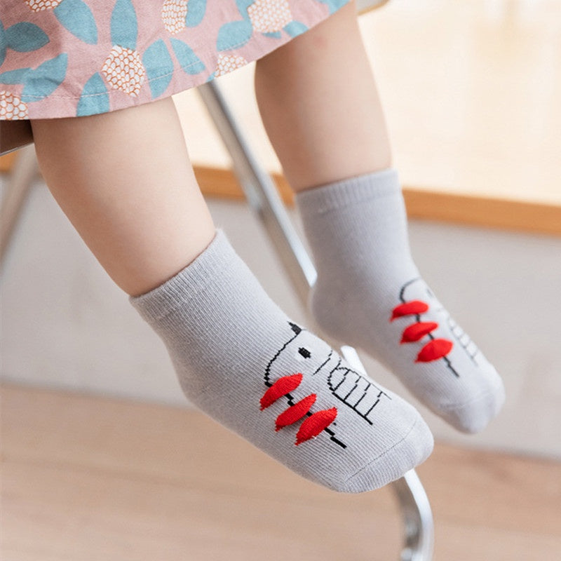 4Pairs/lot Anti-slip Baby Socks Cute Animal Cartoon Baby Boy Girls Sock Infant Children's Floor Socks 0-3 Years Old