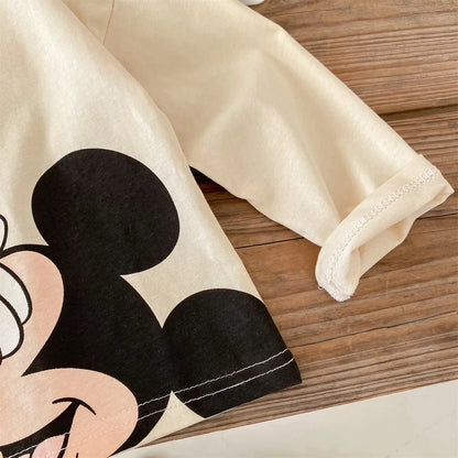 Trendy Brand Disney Children T-shirt Long-sleeved Tops Spring/autumn Clothing Kids Bottoming Shirt Cartoon Crewneck Girl Blouse